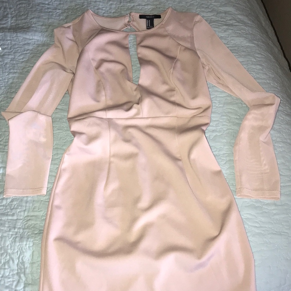 Nude long sleeve dress